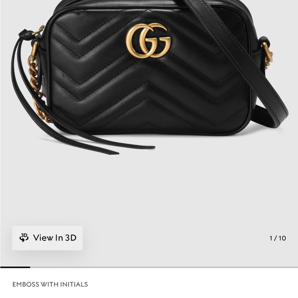 Gucci Black Quilted Crossbody Bag with Gold Accents